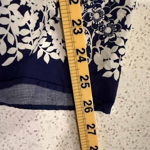 Talbots The Piper Pleated Patio A Line Midi Skirt 4 Blue White Floral Cotton - Picture 8 of 8